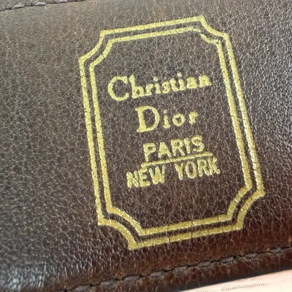 Vintage CHRISTIAN DIOR Brown Leather Belt Mens (30) Brass Buckle‎ Italy Classic